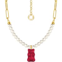 THOMAS SABO Kette mit Anhänger THOMAS SABO x HARIBO Schmuck: Gliedercollier mit Goldbär, mit Kristallglas - mit Süßwasserzuchtperle gelb|goldfarben|rot Unkategorisiert online kaufen