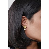Ohrstecker 925 Silber vergoldet Münze Mond Perlen 41184813908062