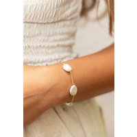 Armband 925 Silber vergoldet flache Süßwasserzucht Perlen 41185174945886