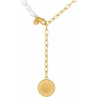 Collier 925 Silber vergoldet Y-Kette Perlen Münze Sonne Mond 41184821379166