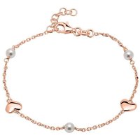 Unique Silberarmband Armband Herzen Perlen 925er Silber rosé rosa