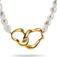 THOMAS SABO Kette mit Anhänger Natural Beauty Kette mit organisch geformtem Anhänger, Bold Elegance, mit Süßwasserzuchtperle gelb|goldfarben|weiß