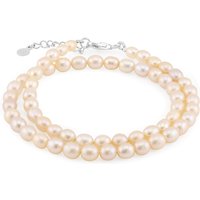 Pfirsichfarbene Süßwasserzuchtperlen-Silberarmband (TPC)
