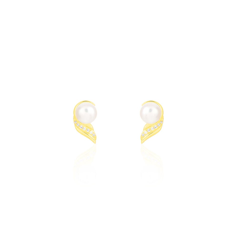 🦚 ANTOINETTE Damen Ohrstecker Gold 375 (9 Karat) Zuchtperle Perlmutt, Ohrstecker mit Stein
