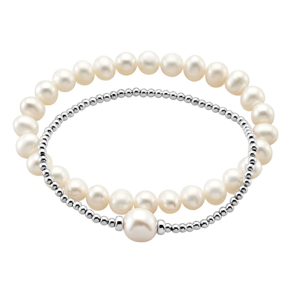 🦚 FRANCIS Damen Armband Silber 925 Zuchtperle Weiß, Armband mit Stein