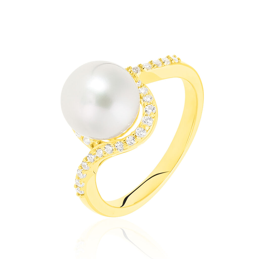 🦚 GAZZA Damen Ring Gold 375 (9 Karat) Zuchtperle Perlmutt, Ring mit Stein