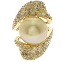 Goldene Süßwasserzuchtperlen-Goldring (CIRARI)