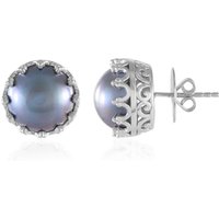 Blaue Mabe-Perlen-Silberohrringe (Dallas Prince Designs)
