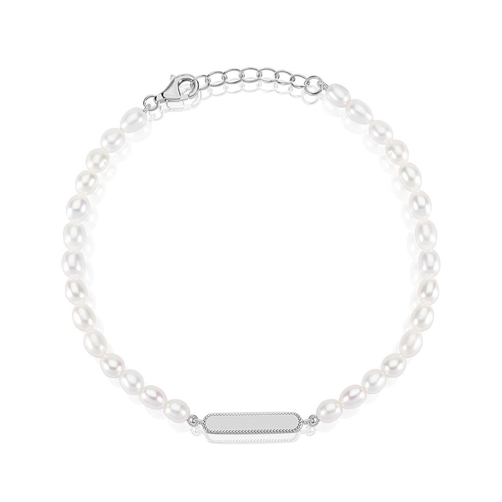 🦚 Joy Unisex Armband Silber 925 Zuchtperle Weiß 21 ct Oval, Armband mit Stein