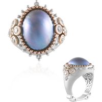 Blaue Mabe-Perlen-Silberring (Dallas Prince Designs)
