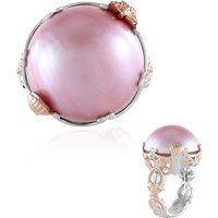 Pinkfarbene Mabe-Perlen-Silberring (Gems en Vogue)