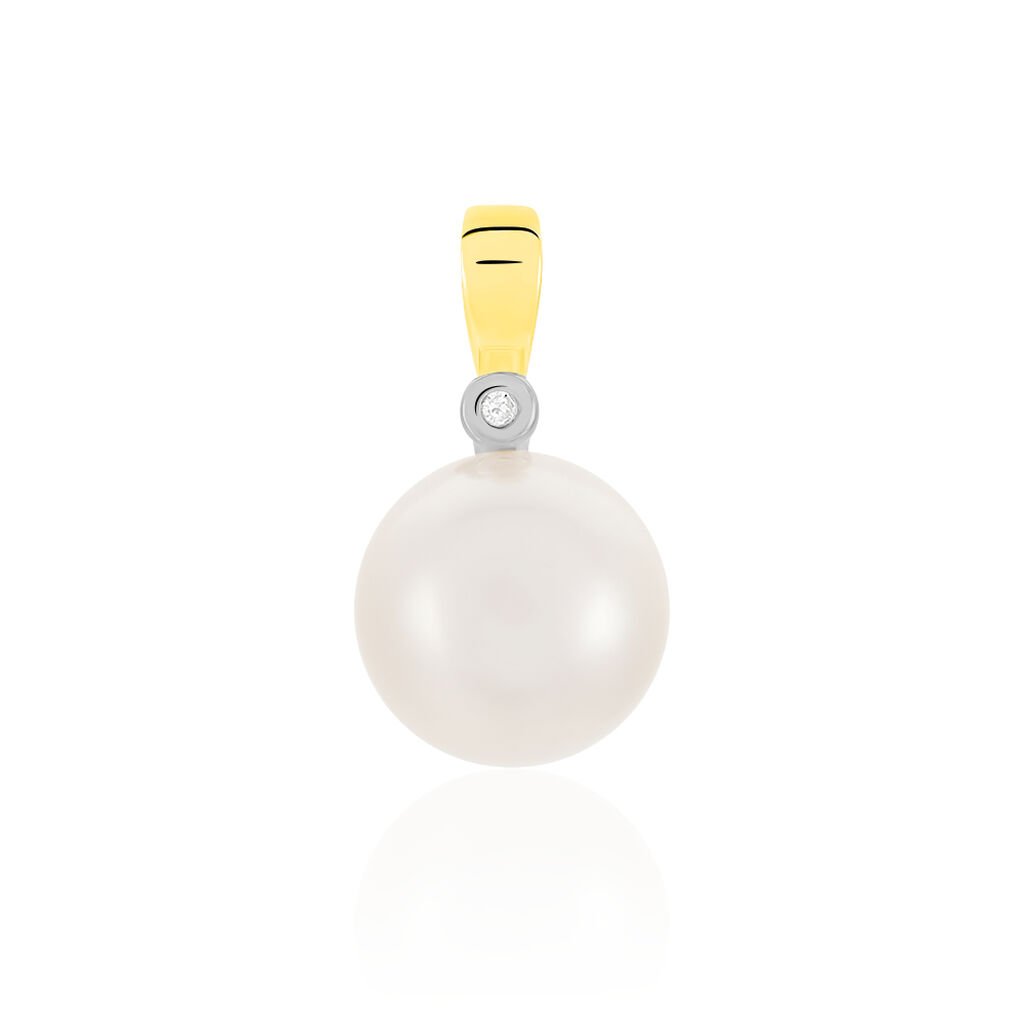 🦚 GAHA Damen Anhänger Gold Bicolor 585 (14 Karat) Zuchtperle Perlmutt Ball, Anhänger mit Stein