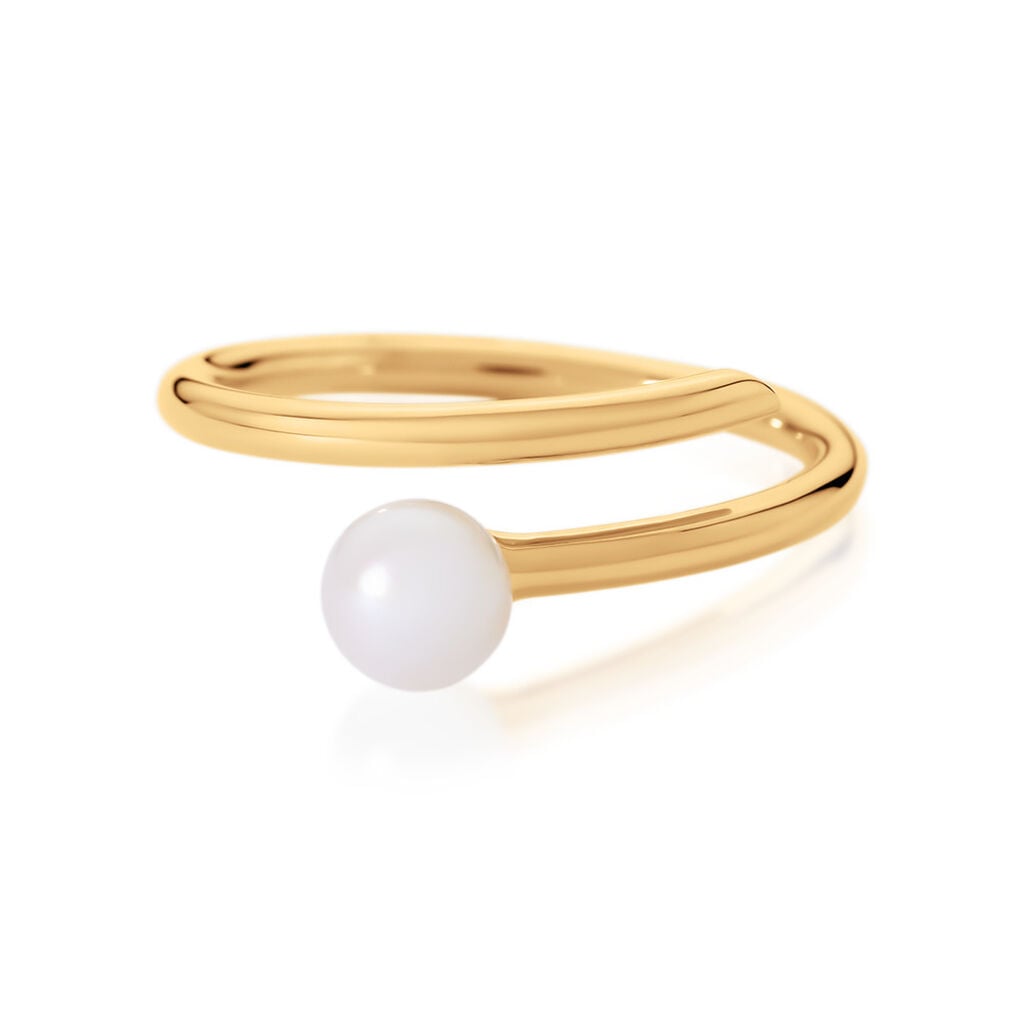 🦚 JULIANE Damen Ring Gold 375 (9 Karat) Zuchtperle Weiß 0,23 ct, Ring mit Stein