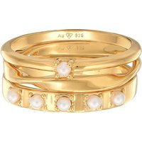 Ring Synthetische Perlen Stapelring Klassik 3er Set 925 Silber