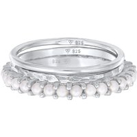 Ring Elli Ring Stapelring Perlen 3er Set 925 Silber vergoldet