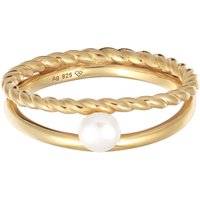 Ring Süßwasserzuchtperle Modisch Kordel 925 Silber