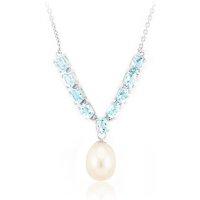 Weiße Süßwasserzuchtperlen-Silbercollier