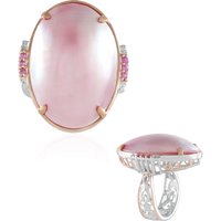 Pinkfarbene Mabe-Perlen-Silberring (Gems en Vogue)