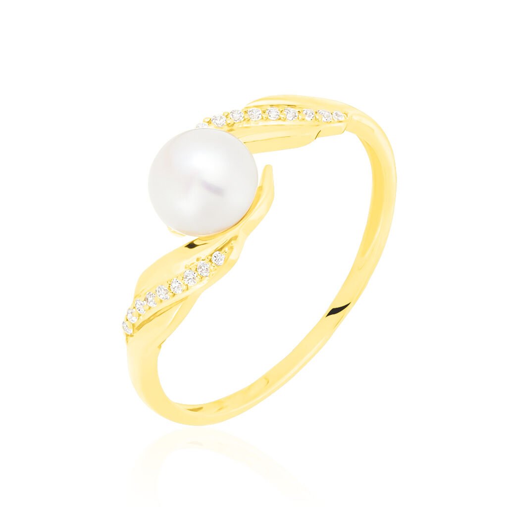 🦚 ANTOINETTE Damen Ring Gold 375 (9 Karat) Zuchtperle Perlmutt, Ring mit Stein