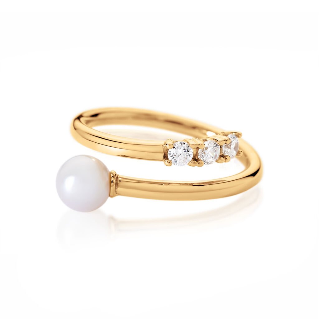 🦚 BRITA Damen Ring Gold 375 (9 Karat) Zuchtperle Weiß 0,23 ct, Ring mit Stein