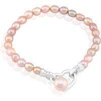 Pinkfarbene Süßwasserzuchtperlen-Silberarmband