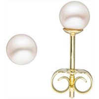 JOBO Paar Ohrstecker, 585 Gold mit Akoya-Zuchtperlen 4 mm gelb|goldfarben