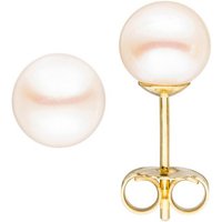 JOBO Paar Ohrstecker, 585 Gold mit Süßwasser-Zuchtperlen 6 mm gelb|goldfarben