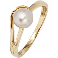 JOBO Perlenring Ring mit Perle 6,5 mm, 585 Gold gelb|goldfarben