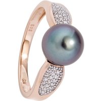 JOBO Perlenring Ring mit Tahiti-Perle und 34 Diamanten, 585 Roségold goldfarben