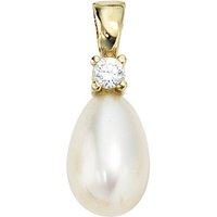 JOBO Perlenanhänger Anhänger mit Perle, 333 Gold mit Süßwasser-Zuchtperle und Zirkonia gelb|goldfarben