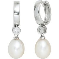 JOBO Perlenohrringe, 925 Silber mit Süßwasser-Zuchtperlen und Zirkonia silberfarben