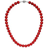 JOBO Perlenkette, mit Muschelkern-Perlen 45 cm rot