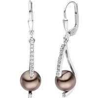 JOBO Perlenohrringe, 925 Silber mit synthetischen Perlen und Zirkonia silberfarben