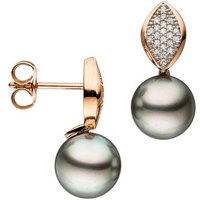 JOBO Perlenohrringe Ohrringe mit Tahiti-Perlen und 44 Diamanten, 585 Roségold goldfarben