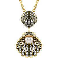 Swarovski Kette mit Anhänger Idyllia, Verschiedene Schliffe, Muschel, 5689197, mit Swarovski® Kristall - mit Swarovski® Perle gelb|goldfarben|schwarz|weiß