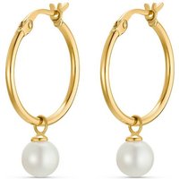 CHRIST Paar Creolen CHRIST Damen-Creolen 375er Gelbgold Süßwasserperle (Paar) gelb|goldfarben