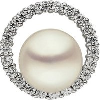 JOBO Perlenanhänger Anhänger mit Perle, 925 Silber mit Süßwasser-Zuchtperle und Zirkonia silberfarben