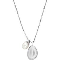 Skagen Kette mit Anhänger Schmuck Geschenk Edelstahl Kette AGNETHE PEARL PEBBLE, SKJ1831040, mit Süßwasserzuchtperle weiß