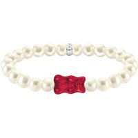 THOMAS SABO Armband THOMAS SABO x HARIBO Schmuck: Perlenarmband mit Goldbär, mit Kristallglas - mit Süßwasserzuchtperle rot|silberfarben