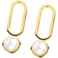 Ernstes Design Einhänger für Ohrschmuck für evia Creolen Edelstahl mit SW-Button-Perle goldfarben
